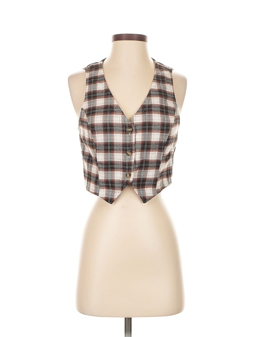 Hollister cropped plaid vest